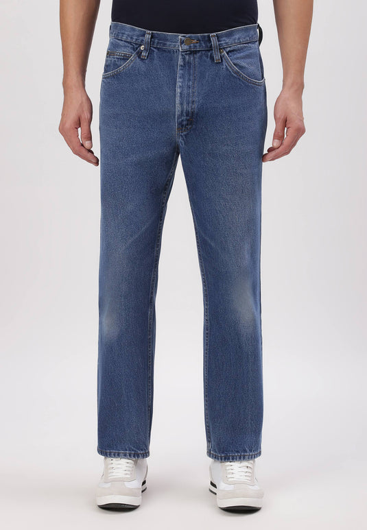 Mid Indigo High Rise Straight Jeans