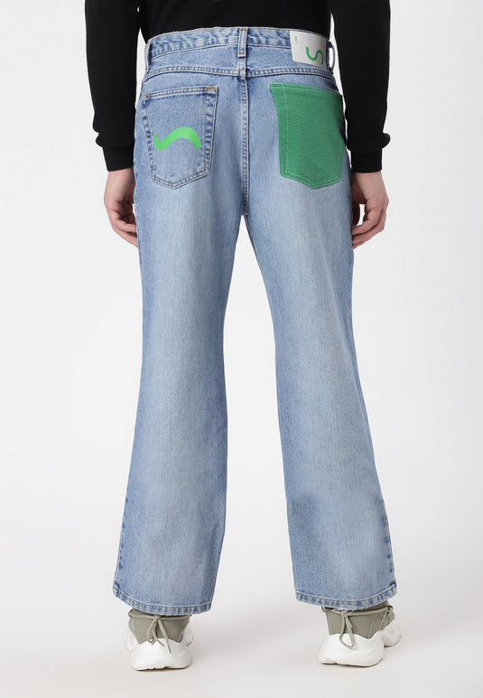 Light Indigo Mid Rise Straight Jeans
