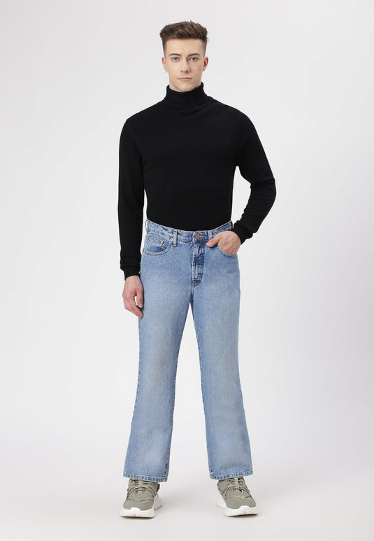 Light Indigo Mid Rise Straight Jeans
