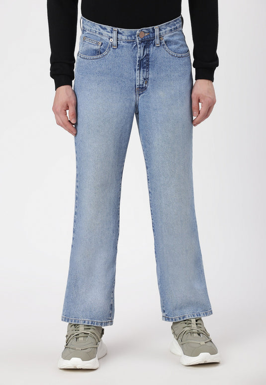 Light Indigo Mid Rise Straight Jeans