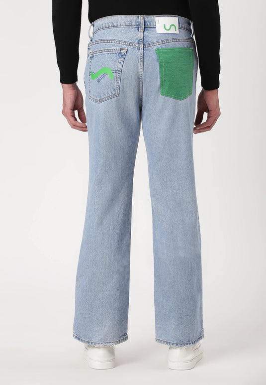 Light Indigo High Rise Straight Jeans