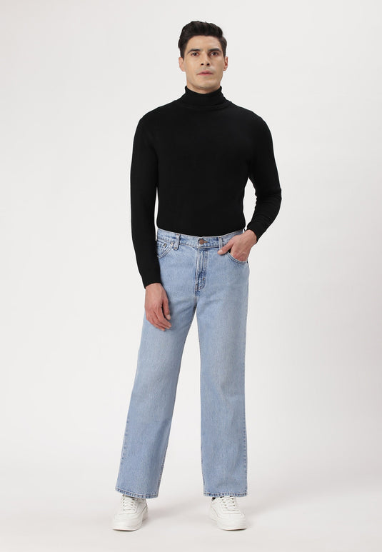 Light Indigo High Rise Straight Jeans