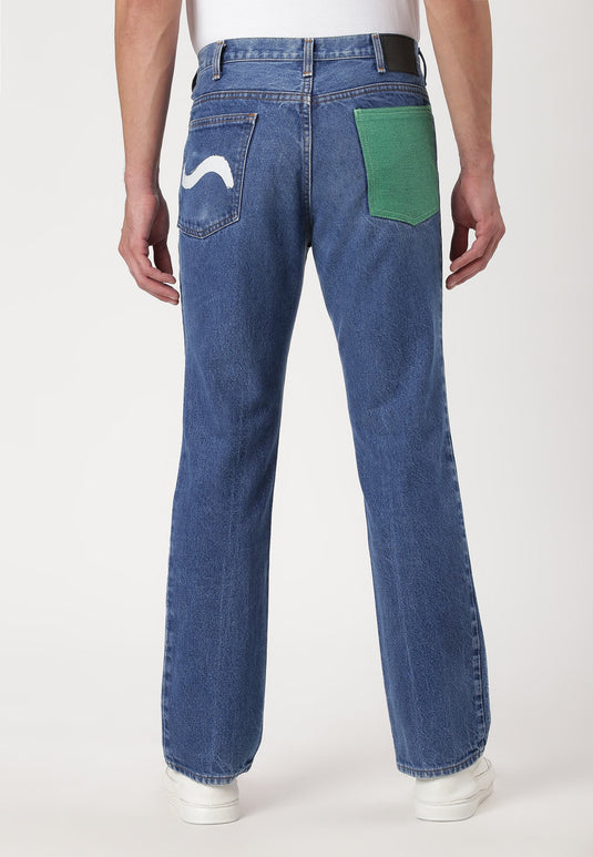 Mid Indigo High Rise Straight Jeans
