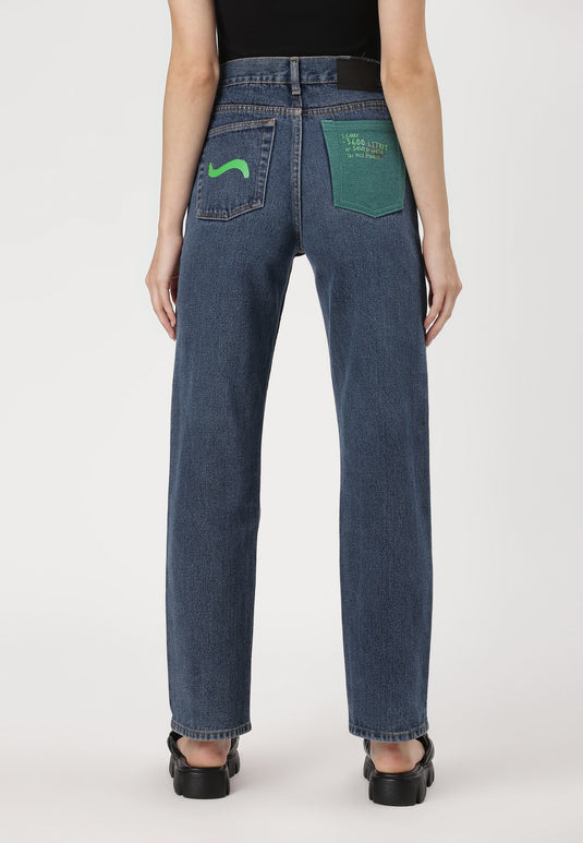 Dark Indigo High Rise Straight Jeans