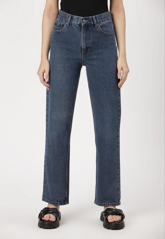 Dark Indigo High Rise Straight Jeans