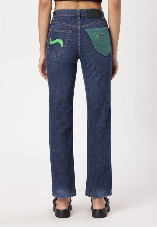 Dark Indigo High Rise Straight Jeans