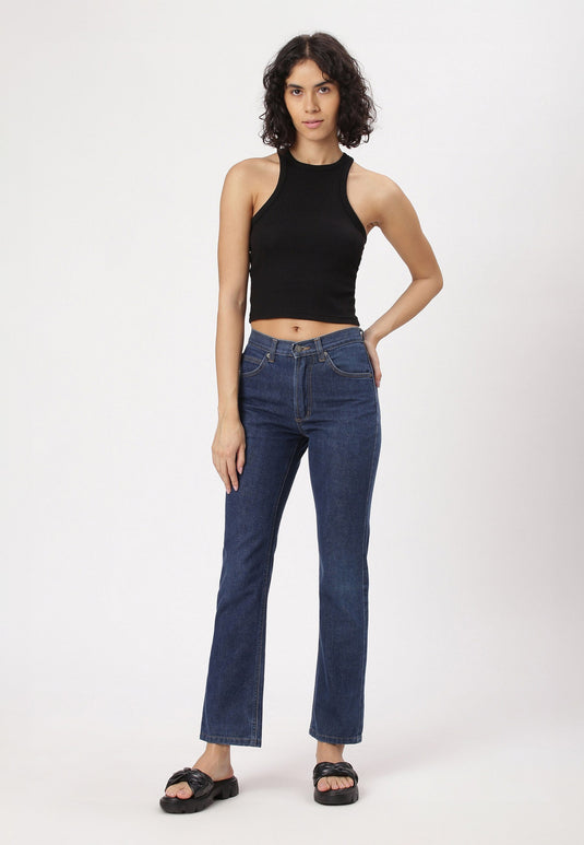 Dark Indigo High Rise Straight Jeans