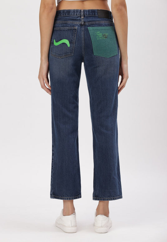 Dark Indigo High Rise Straight Jeans