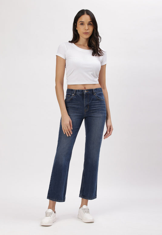 Dark Indigo High Rise Straight Jeans