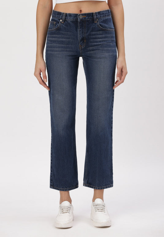 Dark Indigo High Rise Straight Jeans