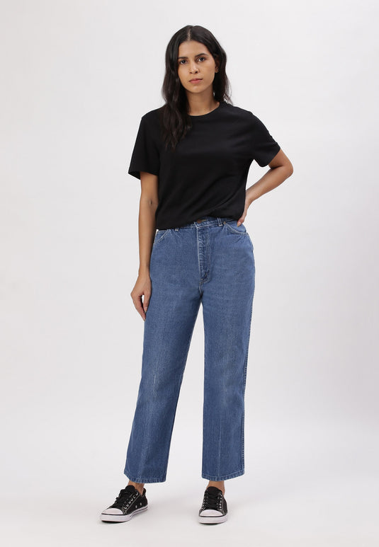 Mid Indigo High Rise Straight Jeans