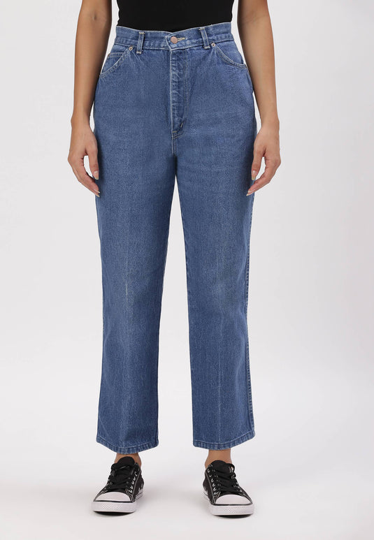 Mid Indigo High Rise Straight Jeans