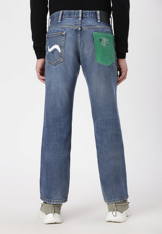 Mid Indigo Mid Rise Straight Jeans