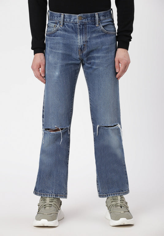 Mid Indigo Mid Rise Straight Jeans