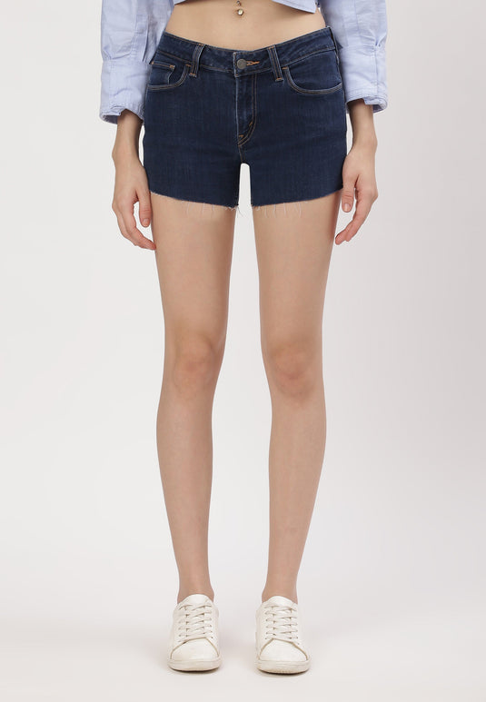 Dark Indigo Low Rise Straight Denim Shorts