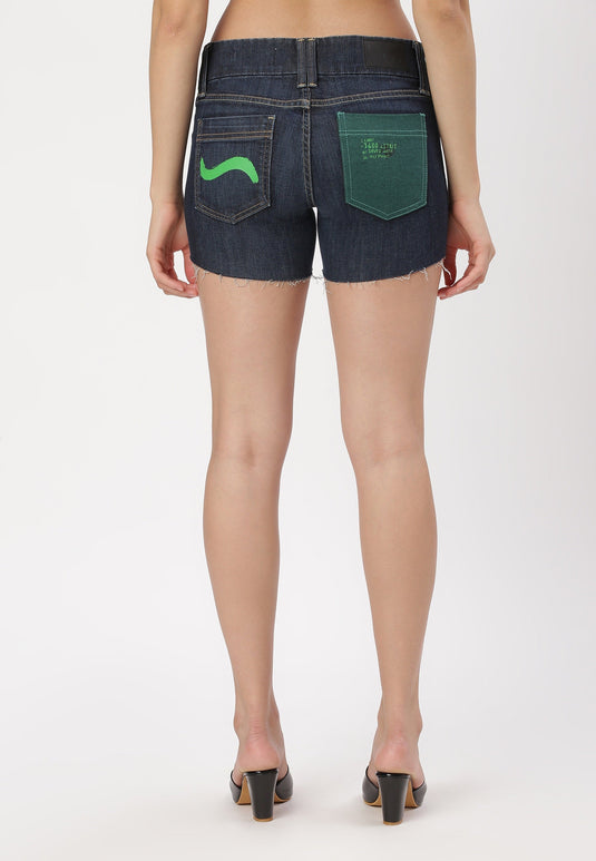 Dark Indigo Low Rise Straight Denim Shorts