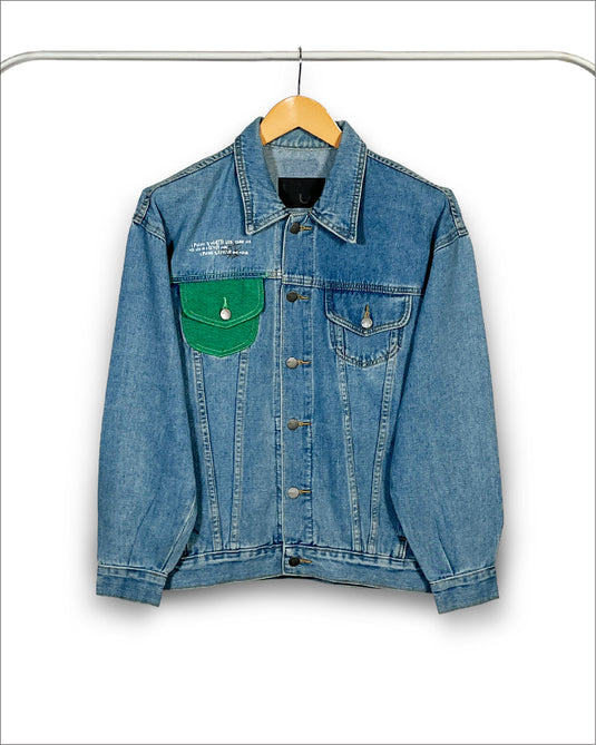 UnCrave Pledge | Mid Indigo Long Trucker Jacket | Extra Large