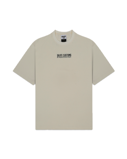HEARTY SKATE CUSTOMS T-SHIRT - CREAM (UNISEX)
