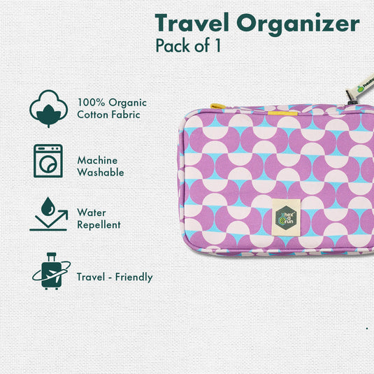 Retro, Travel Organizer, 100% Organic Cotton, Large Size, Pack of 1