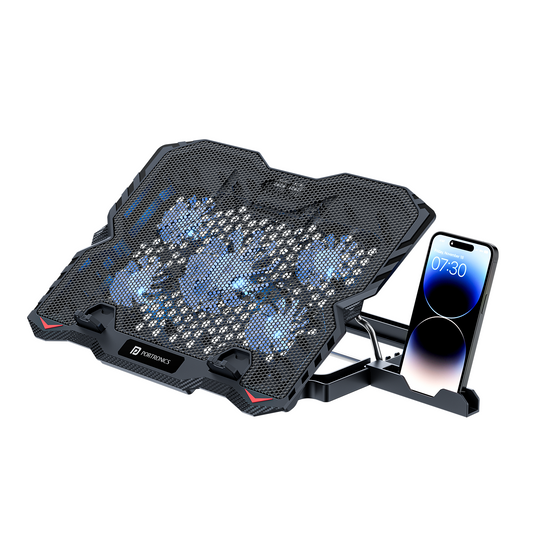 black Portronics My Buddy Air 3 Laptop Cooling Pad | laptop stand with fan| gaming laptop stand with fan| laptop stand with mobile stand