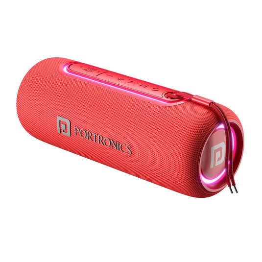 Portronics Resound 2 portable wireless bluetooth speakers with 15watt hd sound for iOS & Android. Red