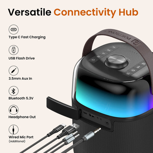 portronics dash 4 wireless portable party speaker with type c fast charging and bluetooth