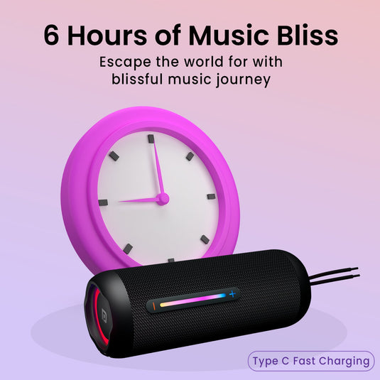 Black Portronics Breeze 6 35w Bluetooth party speaker comes with 6hr of long play time