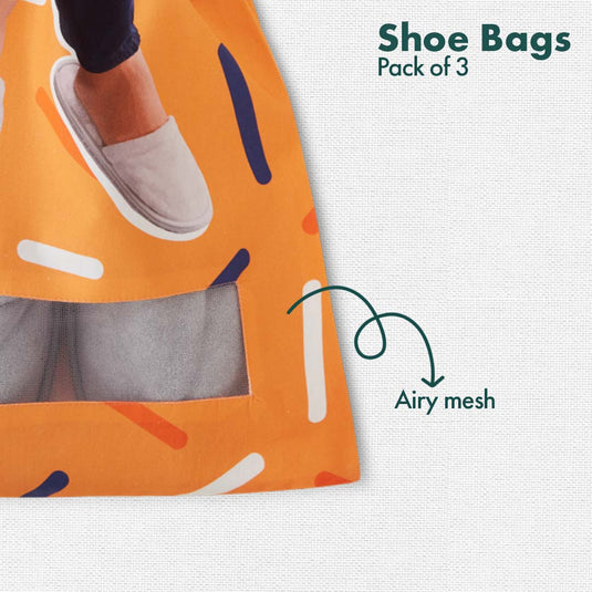 Toe-tally! Men's Shoe Bags, 100% Organic Cotton, Pack of 3