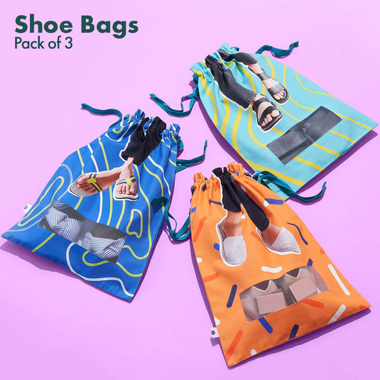 Toe-tally! Men's Shoe Bags, 100% Organic Cotton, Pack of 3