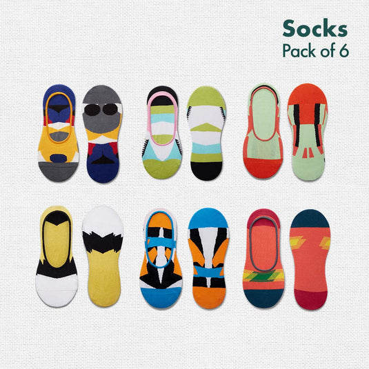 Out Of The Block! Unisex Socks, 100% Organic Cotton, No Show, Pack of 6
