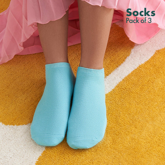 Sky-light! Unisex Socks, 100% Organic Cotton, Ankle Length, Pack of 3