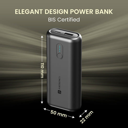Black Portronics PowerPod 10K Power Bank| pocket Power Bank