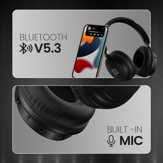 Portronics bluetooth headphones Muff M3 has instant connectivity like bluetooth 5.3v and voice assistant