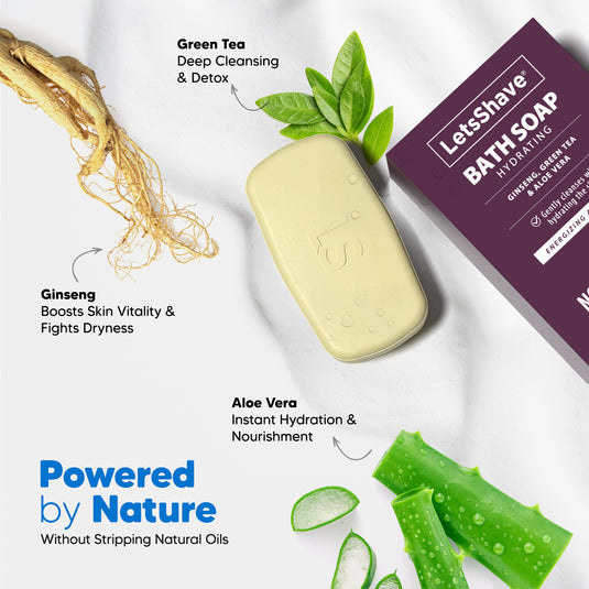 LetsShave Hydrating Bath Soap with Pomegranate & Grape Seed Extract (120g x 6),Aromatic Therapy for Sensitive Skin,Gentle Cleansing & Moisturizing Bar Pack of 4 + 2 Free Soaps