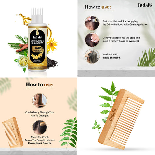 Bhringraj & Blackseed Hair Oil & Neem Comb