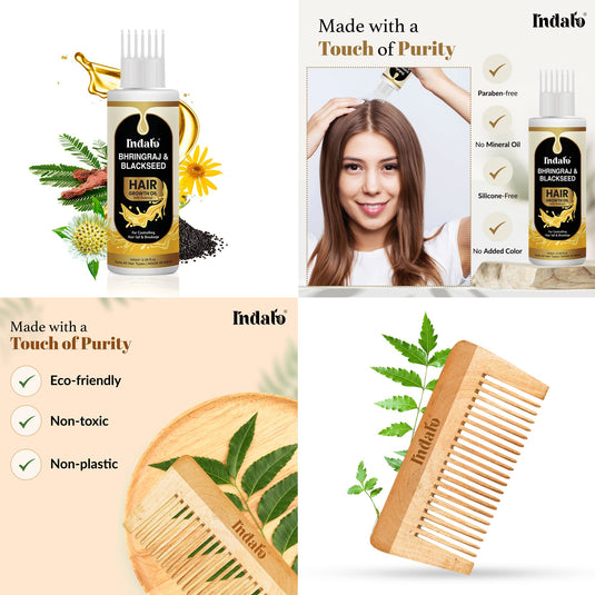 Bhringraj & Blackseed Hair Oil & Neem Comb