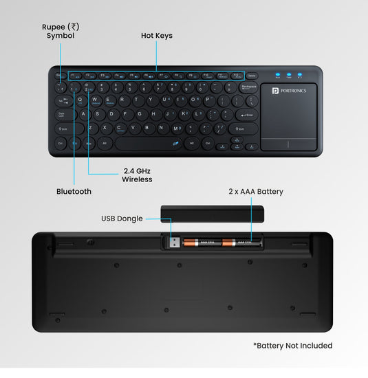 Black Bubble Pro Wireless Keyboard with Touchpad