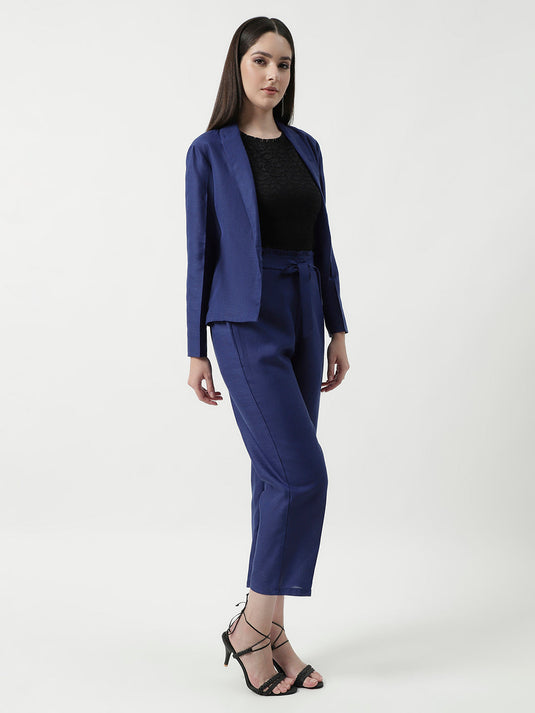 Solid Stylish Blazer With Matching Pant Set