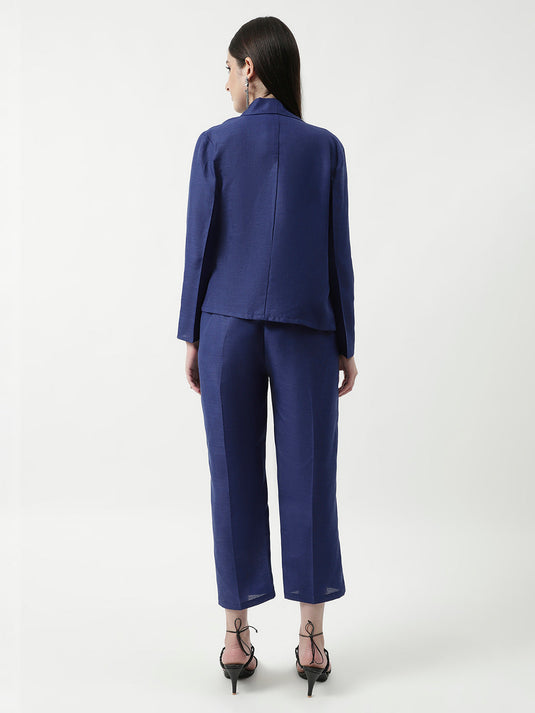 Solid Stylish Blazer With Matching Pant Set