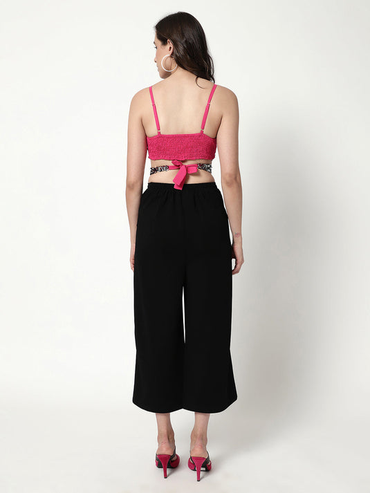 Seqin Back Tie-up Top With Pant Set