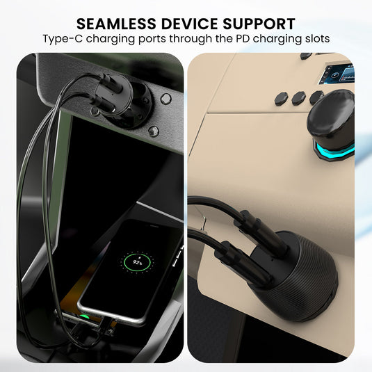 black car accessories with dual type c charging