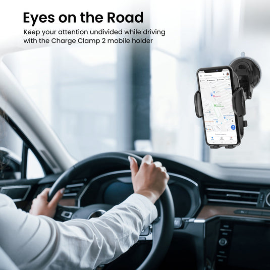 Black Portronics Charge Clamp 2 Mobile Holder for car