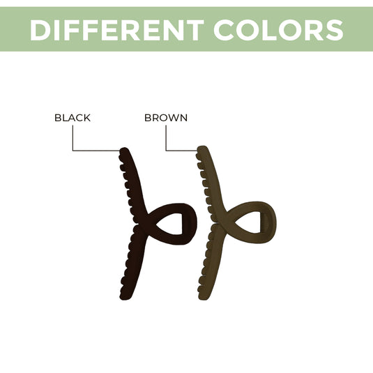 Prolume T-Shape Claw Clips For Hair (Black,Brown)