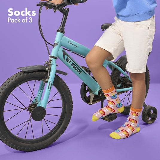 Crazy Patterns! Unisex Kid's Socks, 100% Bamboo, Crew Length, Pack of 3