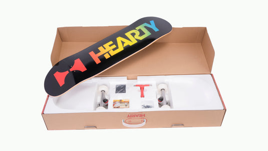 Hearty Pro-Complete Skateboard Pack- Unassembled- 8.0" -Neon Logo Black