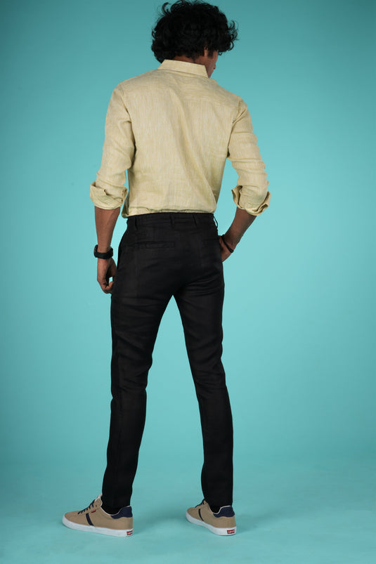 Men Regal Black Hemp Trousers