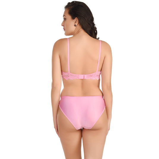 Lace Bra and Panty Lingerie Set | Baby Pink