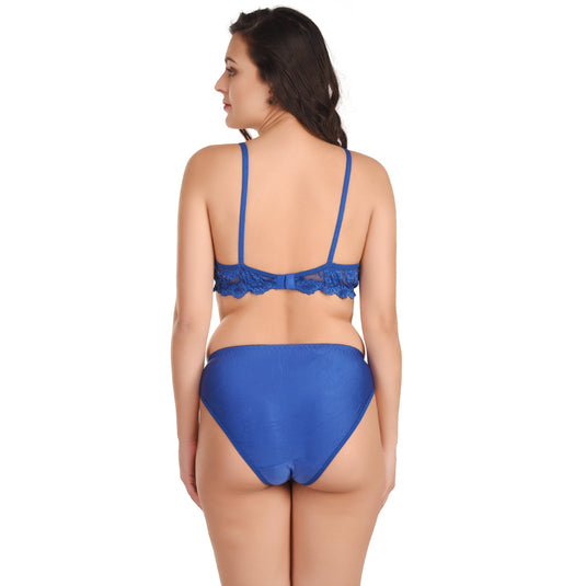 Lace Bra Panty Lingerie Set | Blue