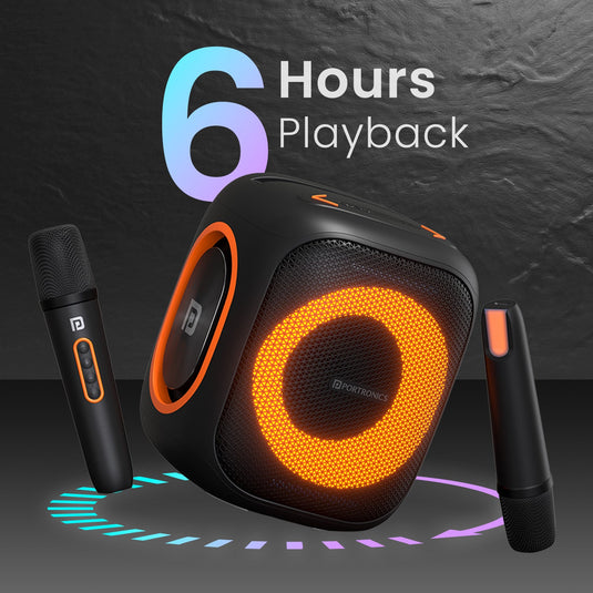 Portronics Dash 3 rechargeable party speaker with mic| Party speaker come with 6hr long playtime for non stop parties