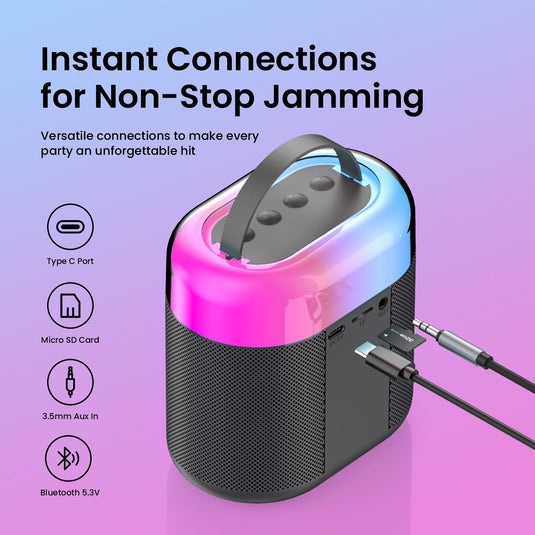Black Portronics Dash 3 portable bluetooth wireless karaoke mic party speaker come with multiple connectivity